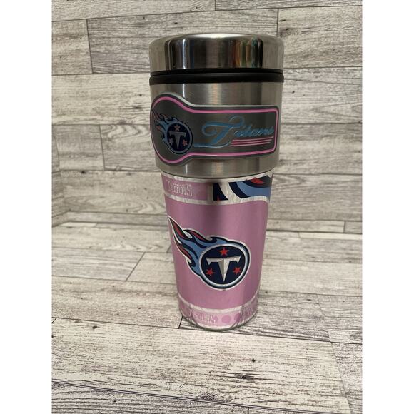 NFL Titans Pink Coffee Travel Mug Official NFL Tumbler 16oz Tea Cup Slide Lid - Picture 1 of 8
